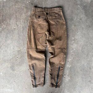 Y2K G-Star RAW Brown Tapered Utility Pants • Size 30 • Zipper Detail